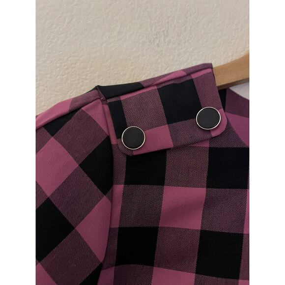 DO+BE Plaid Pink Black Blouse Top Shirt Size Small New - Picture 5 of 9
